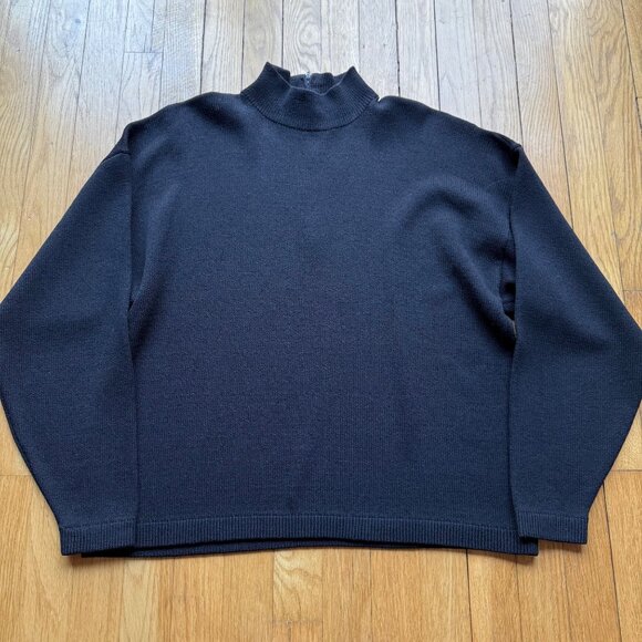 St. John Basics by Marie Gray Size L Black Knit Long Sleeve Mock Neck Sweater - Picture 4 of 12